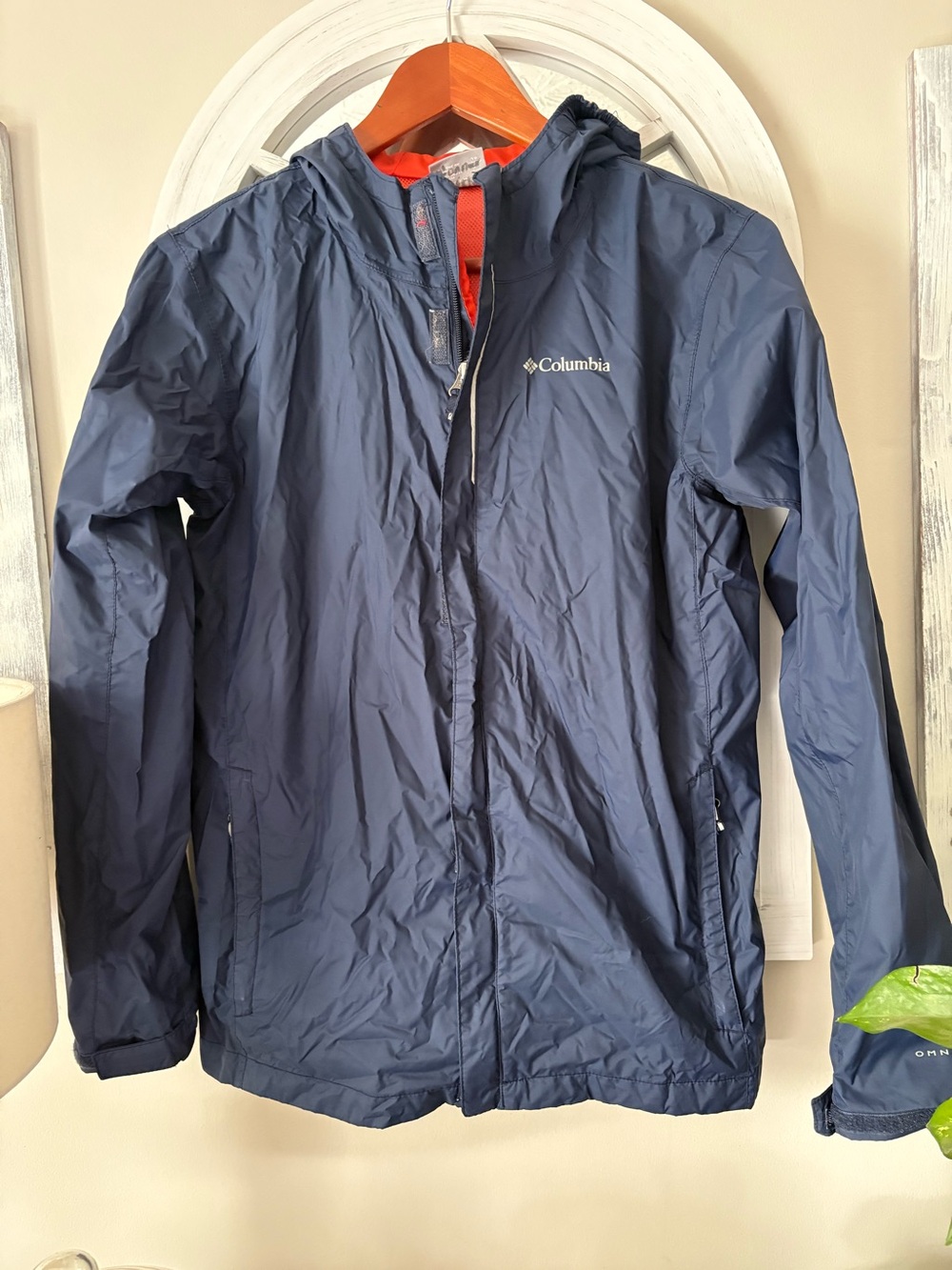 Columbia Windbreaker Jacket Boy  18/20 XL Blue OMNI-TECH Waterproof Lightweight